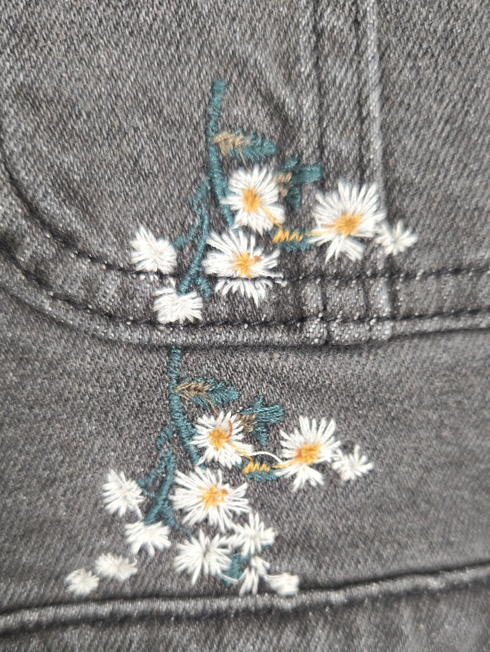 Charcoal Embroidered Denim Overall Skirt - Picture 13 of 14